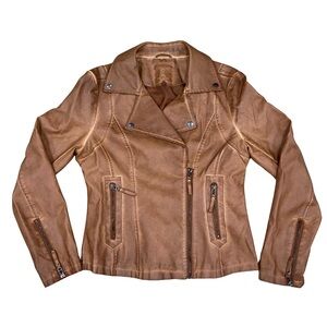 Max Studio Faux Leather Jacket in Brown Tan Women’s Size Medium